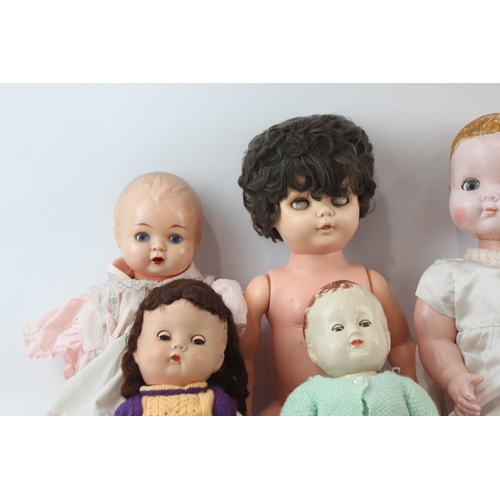 368 - Eight vintage baby dolls to include Roddy, Pedigree, Kader etc.