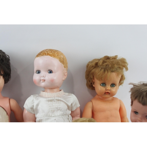 368 - Eight vintage baby dolls to include Roddy, Pedigree, Kader etc.