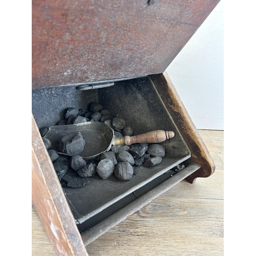 468 - An early 20th century mahogany and brass coal scuttle - approx. 39cm high x 34cm wide x 46cm deep