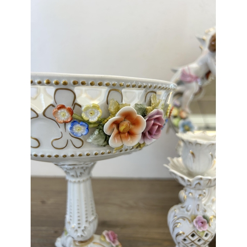 268 - A collection of mid/late 20th century Plau Schierholz (PMP) hand painted porcelain to include candle... 