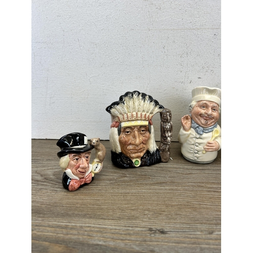 286 - Six Royal Doulton miniature character jugs to include North American Indian - D6614, Robinson Crusoe... 