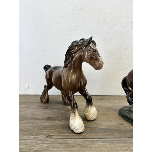 287 - Three Beswick horse figurines to include Rearing Welsh Cob - model no. 1014 etc.