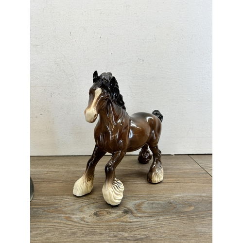 287 - Three Beswick horse figurines to include Rearing Welsh Cob - model no. 1014 etc.