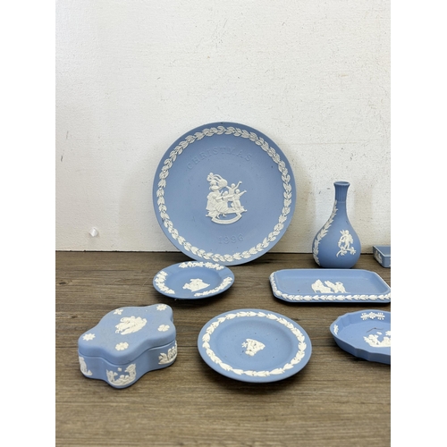 294 - Eleven pieces of Wedgwood pale blue Jasperware