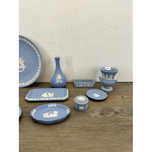 294 - Eleven pieces of Wedgwood pale blue Jasperware