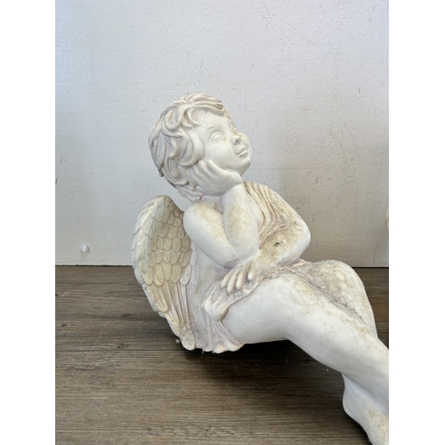 296 - Two ArtLine resin cherub figurines - approx. 30cm high