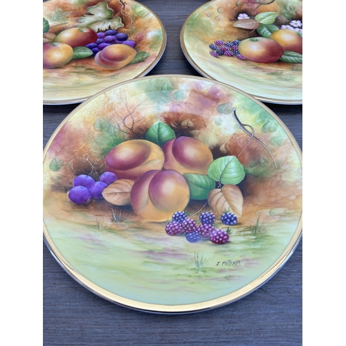 299 - Five Brookdale fruit scene fine bone china plates hand painted by J. Mottram - approx. 27cm diameter