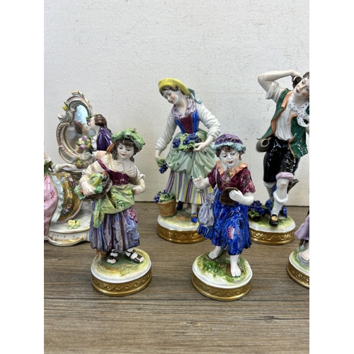 307 - Ten Volkstedt hand painted porcelain figurines