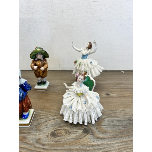 307 - Ten Volkstedt hand painted porcelain figurines