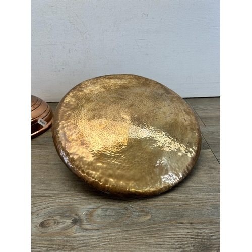 322 - Two 19th century copper and brass bed warmers, one Wafax and one unbranded