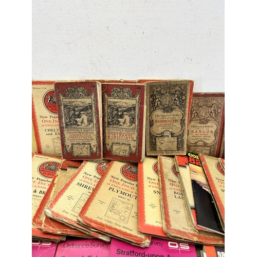 393 - A large collection of antique and later Ordnance Survey Maps to include Barmouth and District, Derby... 