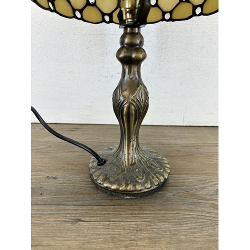 417 - A Tiffany style table lamp - approx. 37cm high