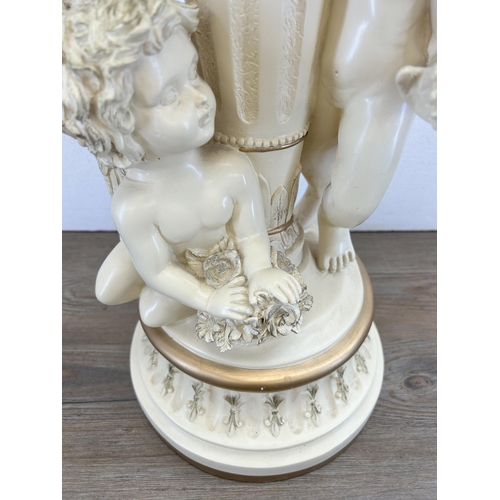 455 - A Neoclassical style resin figural bird feeder - approx. 57cm high