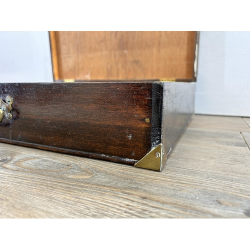 456 - An early/mid 20th century stained hardwood and brass banded box - approx. 11cm high x 46cm wide x 36... 