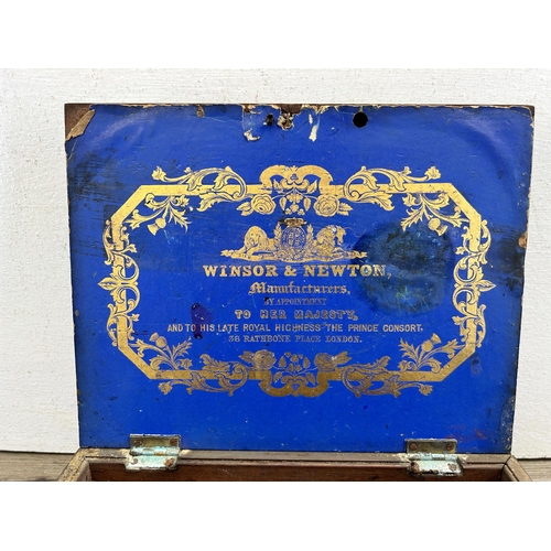 460 - A Victorian Winsor & Newton mahogany artist's box with contents - approx. 8cm high x 23cm wide x 18c... 