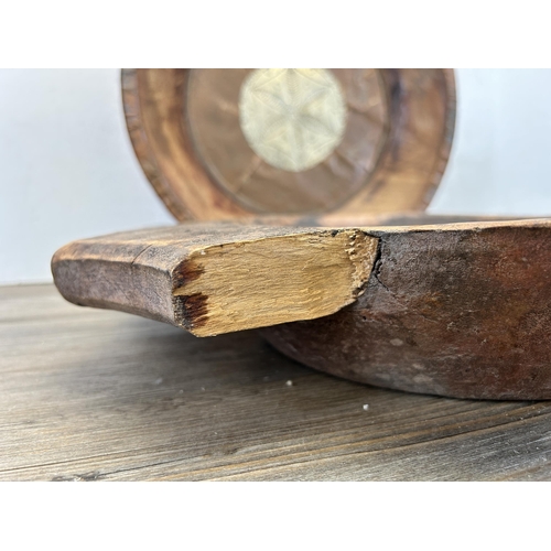 474 - Two carved hardwood bowls - largest approx. 38cm diameter