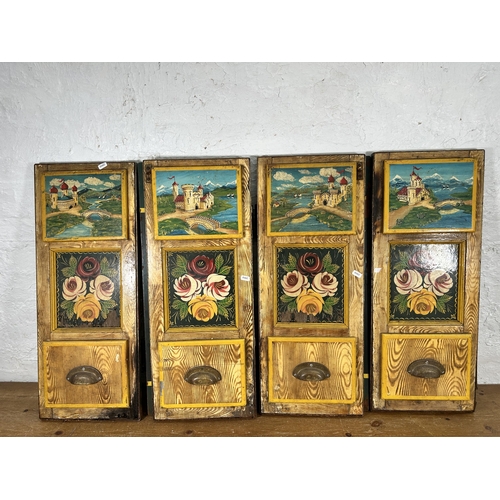 478 - Four vintage bargeware hand painted wooden canal boat doors - approx. 72cm high x 29cm wide