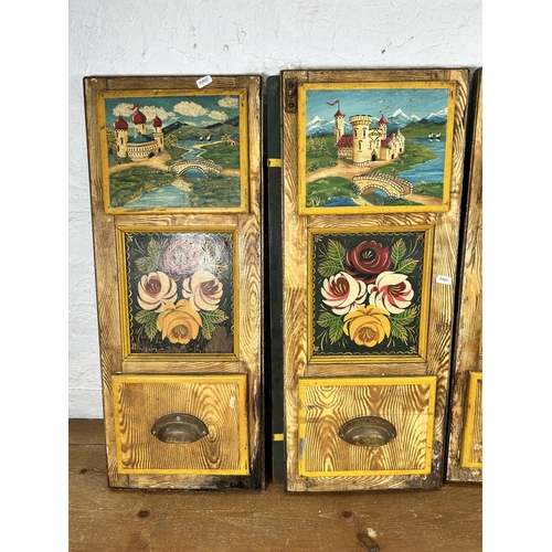 478 - Four vintage bargeware hand painted wooden canal boat doors - approx. 72cm high x 29cm wide