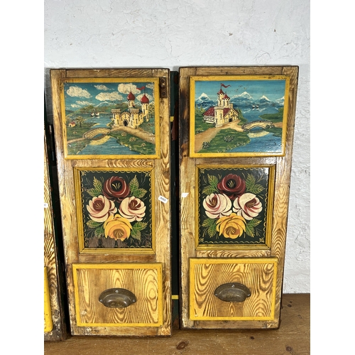 478 - Four vintage bargeware hand painted wooden canal boat doors - approx. 72cm high x 29cm wide