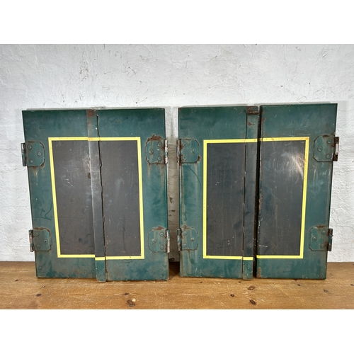 478 - Four vintage bargeware hand painted wooden canal boat doors - approx. 72cm high x 29cm wide