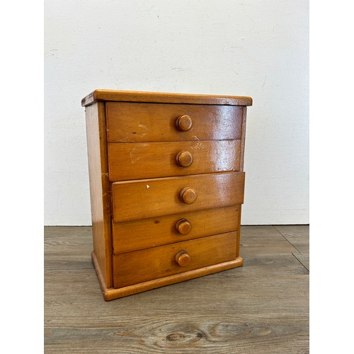 405 - A miniature apprentice chest of five drawers - approx. 36cm high x 30.5cm wide x 18cm deep