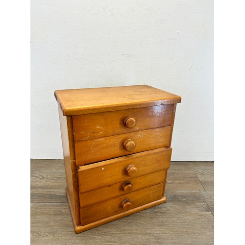 405 - A miniature apprentice chest of five drawers - approx. 36cm high x 30.5cm wide x 18cm deep