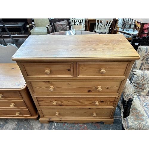 10 - A pine chest of two short over three long drawers - approx. 109cm high x 103cm wide x 47cm deep