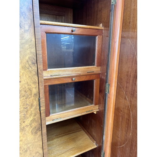 105 - An Art Deco burr walnut three piece bedroom suite