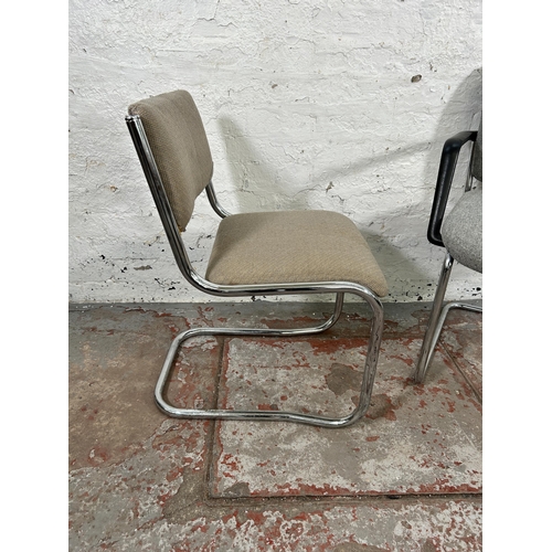 149 - Two mid 20th century chrome plated and fabric cantilever frame desk chairs, one being Ness Furniture