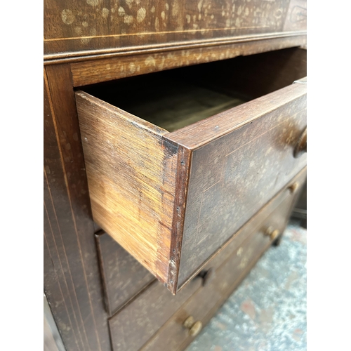 15 - A 19th century inlaid mahogany chest of two short over three long drawers