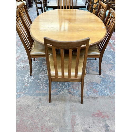 160 - A G Plan Fresco teak oval extending dining table and six chairs