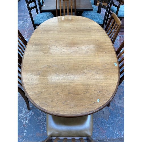 160 - A G Plan Fresco teak oval extending dining table and six chairs