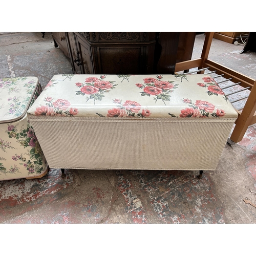 17 - Two mid 20th century floral vinyl blanket boxes