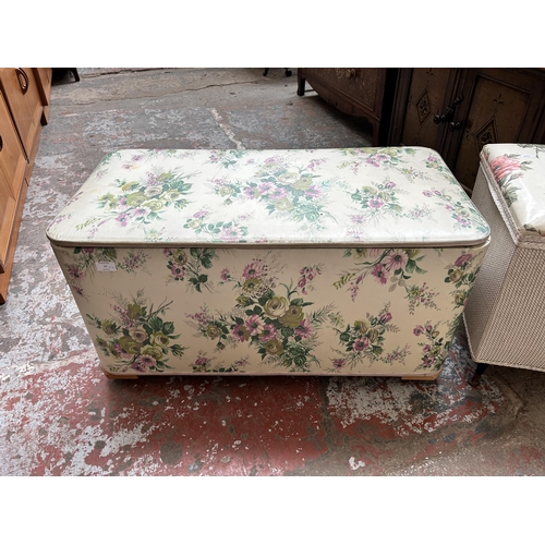 17 - Two mid 20th century floral vinyl blanket boxes