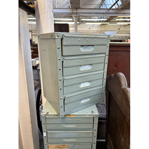 187 - Two vintage N. C. Brown Ltd steel filing cabinets - largest approx. 108cm high x 33cm wide x 30cm de... 