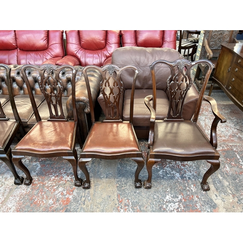 191 - Eight Chippendale style mahogany dining chairs