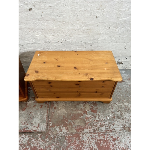 3 - Two pieces of pine furniture, one blanket box and one bedside cabinet