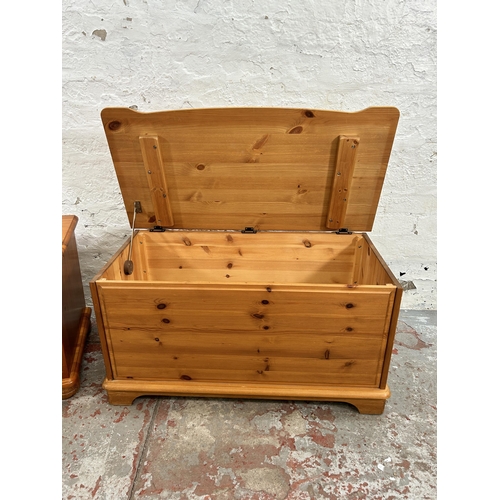 3 - Two pieces of pine furniture, one blanket box and one bedside cabinet