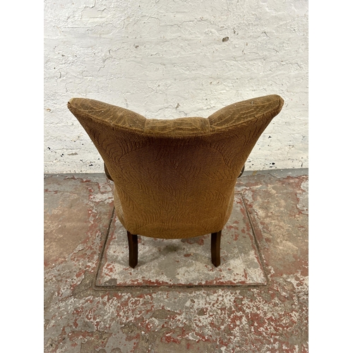 39 - A mid 20th century Art Deco style beech bentwood and brown fabric armchair