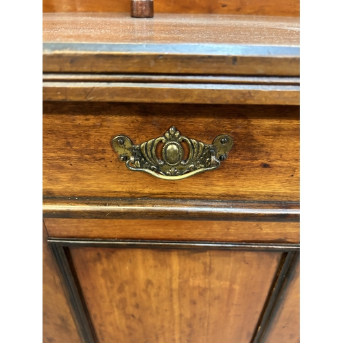 40 - A Victorian mahogany mirror back sideboard with two lower cupboard doors and single drawer