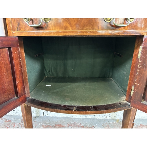 44 - An early 20th century Regency style inlaid mahogany bow fronted sideboard with two outer cupboard do... 