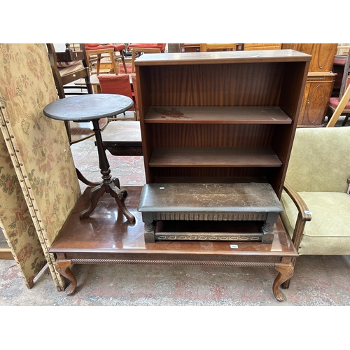 55 - Thirty one pieces of house clearance furniture to include mid 20th century teak bookcase, early 20th... 