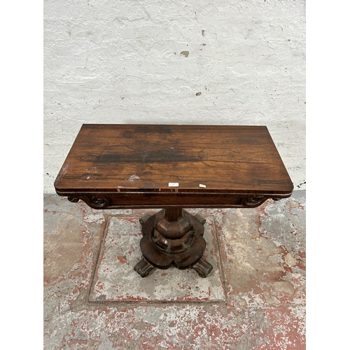 59 - A William IV rosewood fold over card table