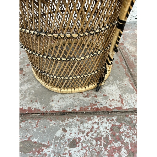 6 - A vintage wicker peacock bucket chair - approx. 80cm high x 61cm