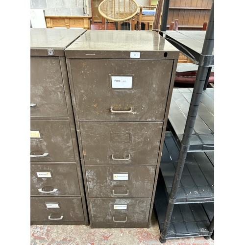 68 - Three brown painted metal four drawer office filing cabinets