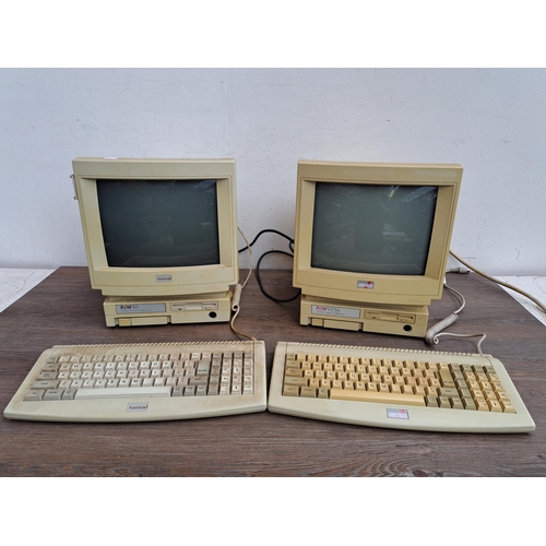 614 - Two 1990s Amstrad personal computers with printers and keyboards, one PcW10 and one PcW9256