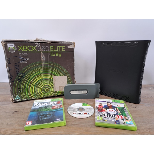 622 - A boxed Xbox 360 Elite System with three controllers etc.