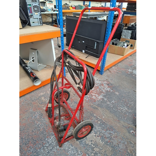 714 - A Welders bottle trolley with AGA jet control 500 regulator