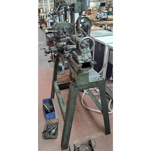 718 - A Box-Ford cast iron 240v lathe - approx. 135cm high x 100cm long