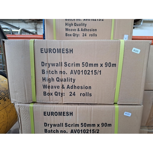 738 - Ten boxes containing approx. 240 rolls of Euromesh 50mm x 90mtr drywall scrim